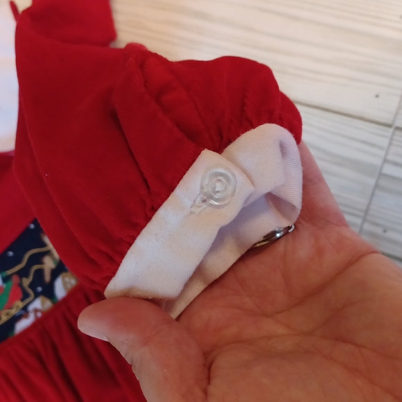 Vintage House of Hatten Inc./Red corduroy Christmas dress/Santa,Sleigh, and deer - Picture 5 of 6